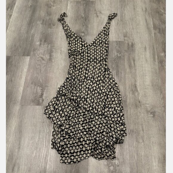 Diane Von Furstenberg Silk Black Floral Day Dress Midi Womens 8 - Picture 2 of 7